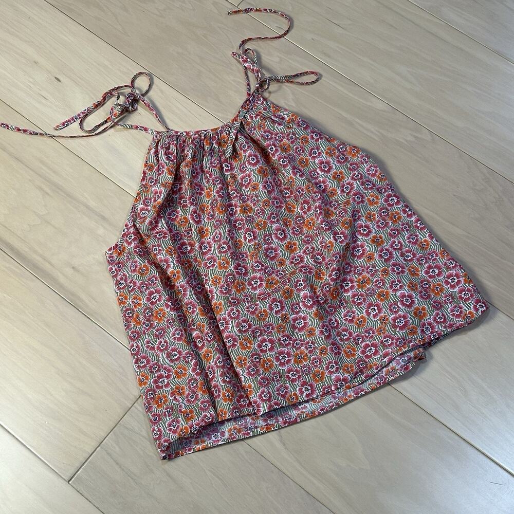 J Crew Liberty London Tie-Shoulder Top Tank Floral Ellie Women’s Small - Picture 2 of 7